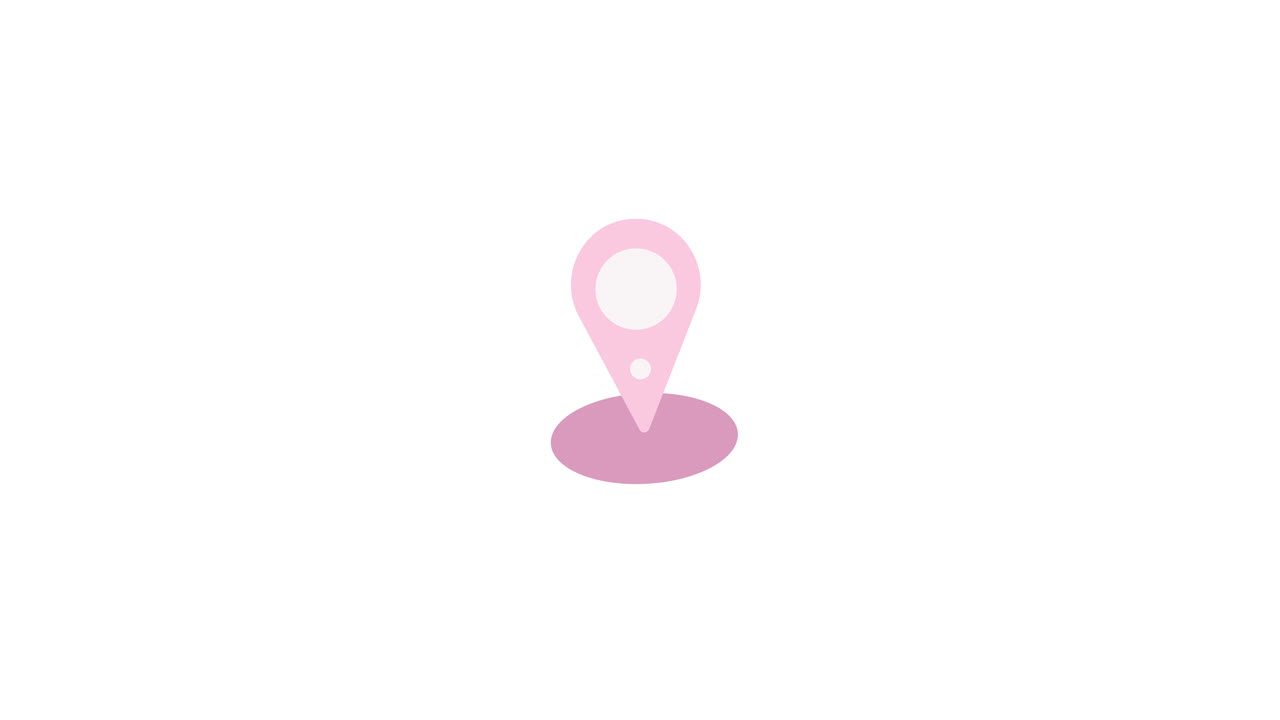 Animated Pink Location Pin Icon on White Background
