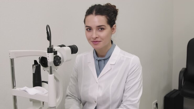 Beautiful Female Oculist At Workplace