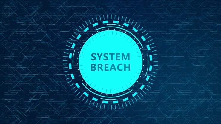 Futuristic System Breach Concept with Rotating HUD Elements and Circuitry Design