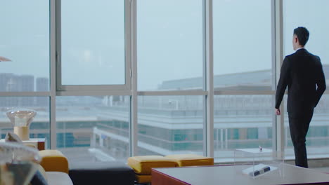 corporate business man standing on an office