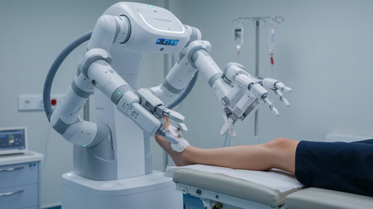 Advanced Robotic Surgery: A High-Tech Operation Featuring a Surgical Robot Assisting in Patient Care and Treatment in a Modern Healthcare Setting