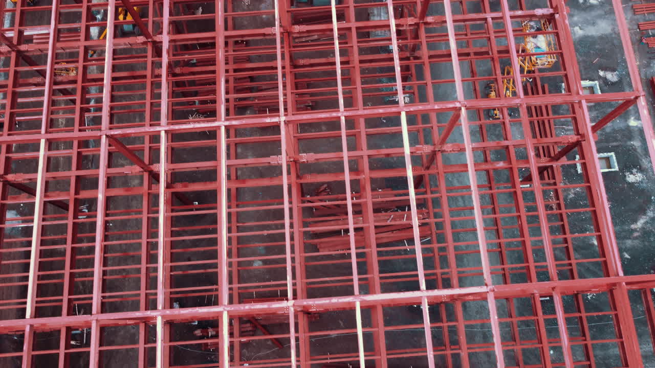Warehouse construction from metal structure industrial building on light gauge steel framing frame