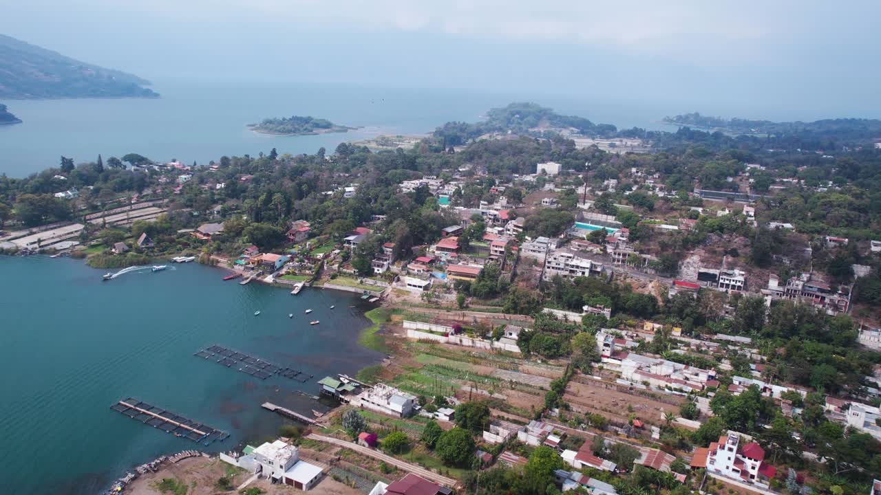 Santiago Atitlan and Lake Atitlan, Guatemala, Drone Aerial View