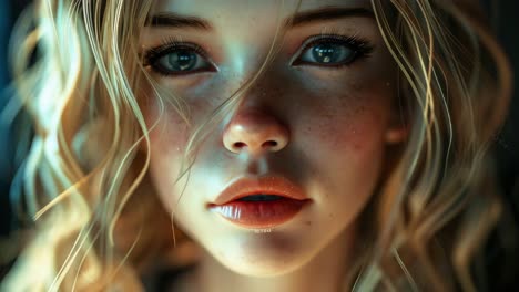 close-up portrait of a blonde woman