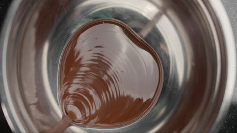 pouring melted chocolate into a bowl
