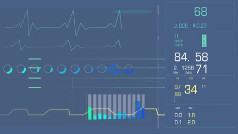 interfaz digital con ritmo cardíaco y barras