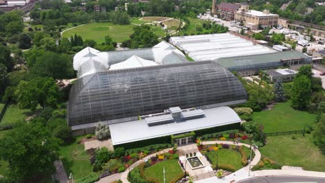 garfield park conservatory orbiting aerial view above botanical garden chicago