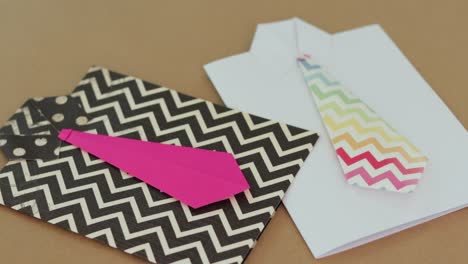 self made paper greeting cards for fathers day in shape of shirts with ties