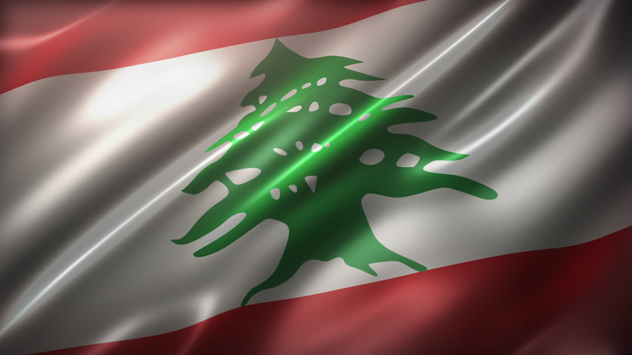 bandera de la república libanesa ondeando en el viento con un aspecto y sensación cinematográfica