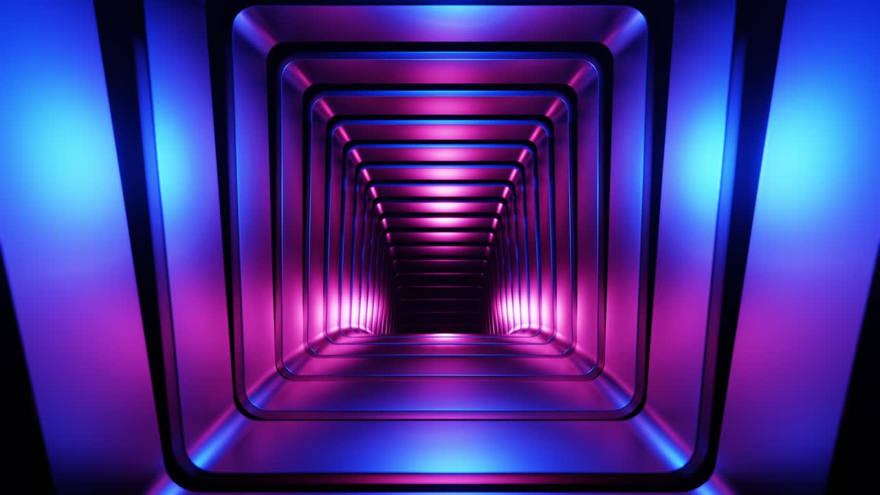 volando en un túnel de forma cuadrada. animación en bucle infinito.