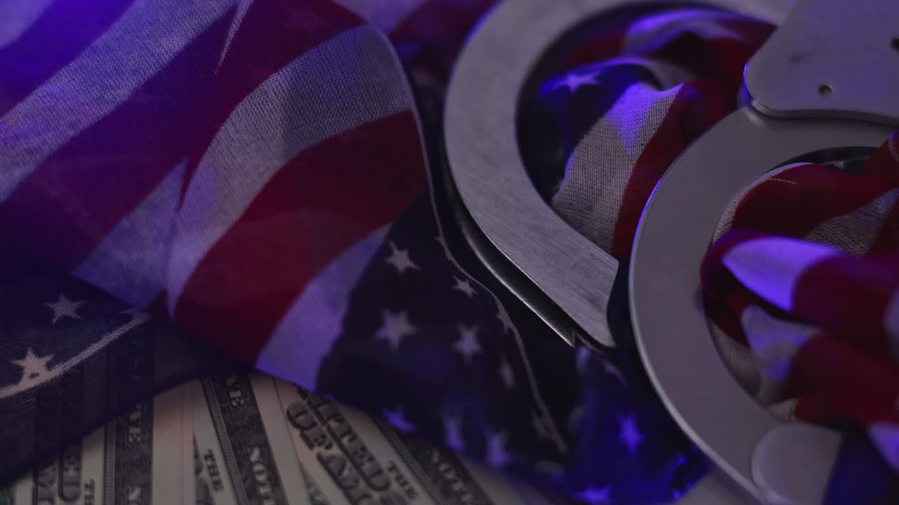 la corrupción criminal esposas dinero de la luz parpadeante policía