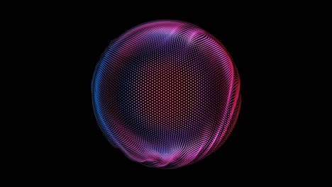 distortion waves on abstract sphere of particles loop. digital data splash of spherical point array. round waveform ui element. futuristic glitch