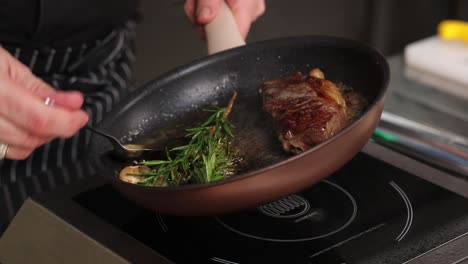 chef cooking steak