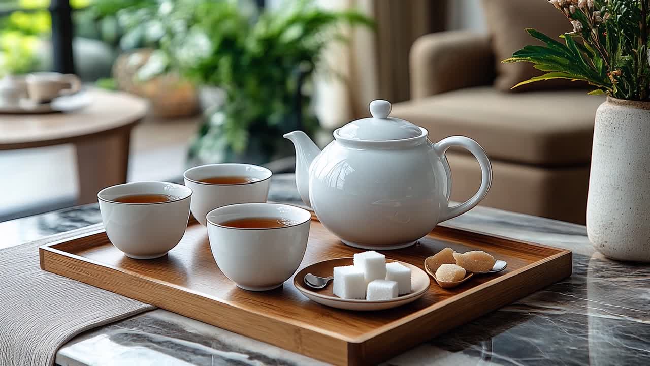 Tea Service on a Marble Table