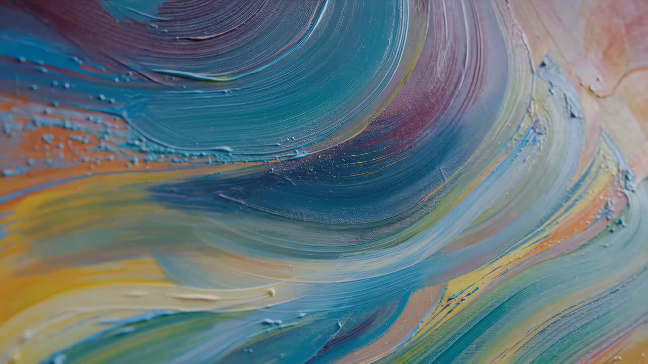 Close-up of Vibrant Textured Abstract Painting