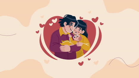 아기와 함께 행복한 가족