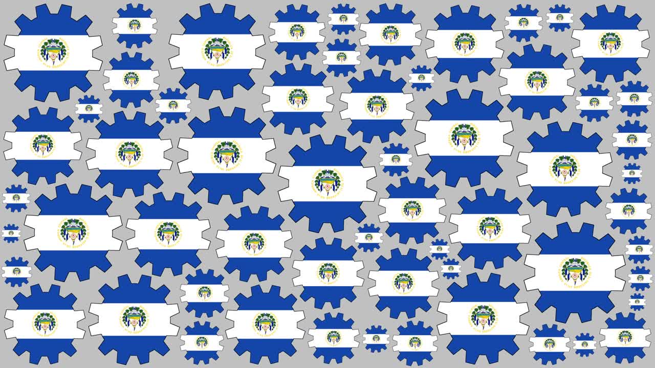 bandera de el salvador engranajes de giro fondo