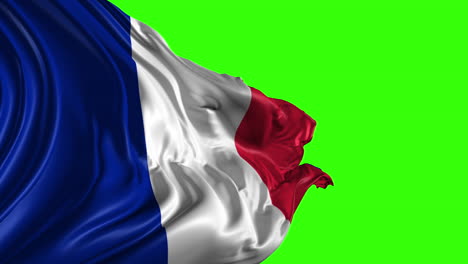 French flag waving on green screen