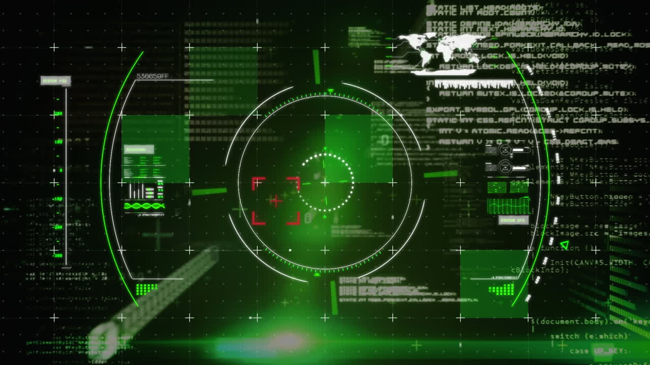 Mirino in un'interfaccia digitale con codici di programma