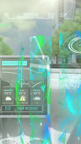 Animation-Von-Statistiken-Und-Datenverarbeitung-über-Selbstfahrendes-Auto