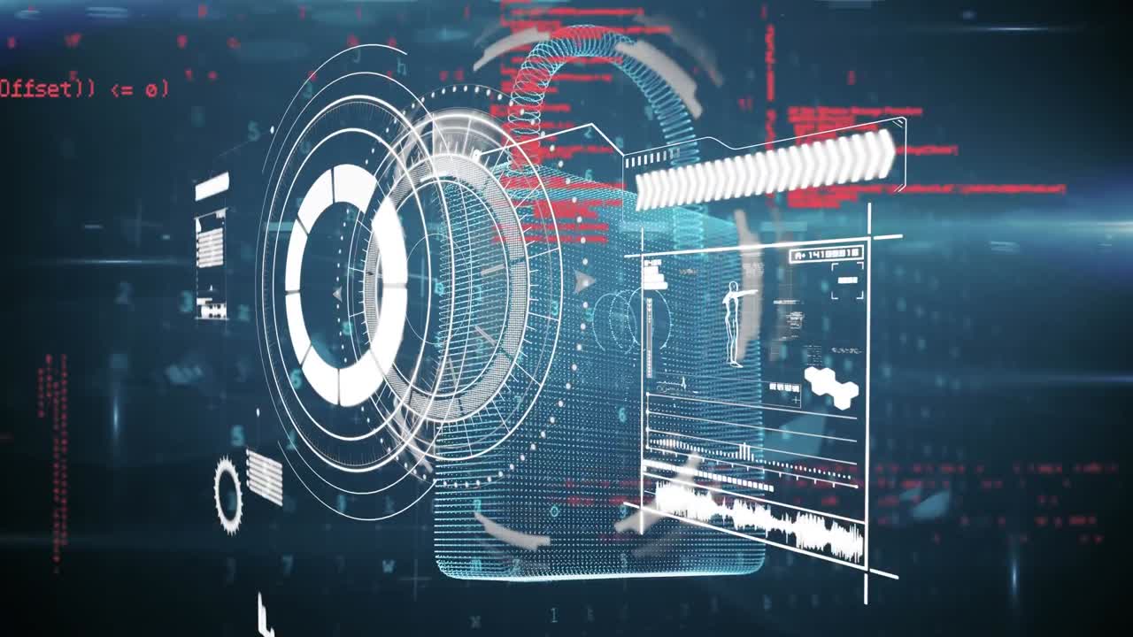 animación del escaneo del alcance sobre el procesamiento de datos en fondo negro