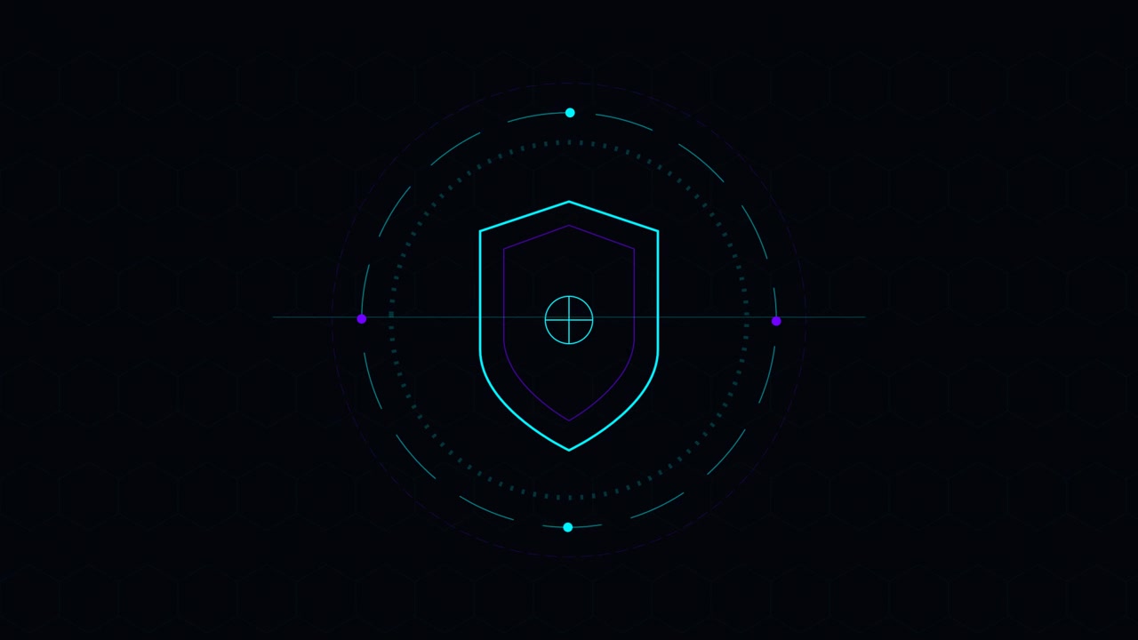 Digital Shield Icon with HUD Interface Elements