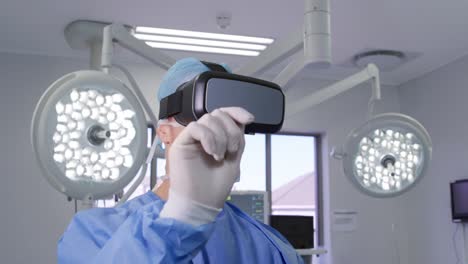 Medical-professional-working-at-a-hospital-using-VR