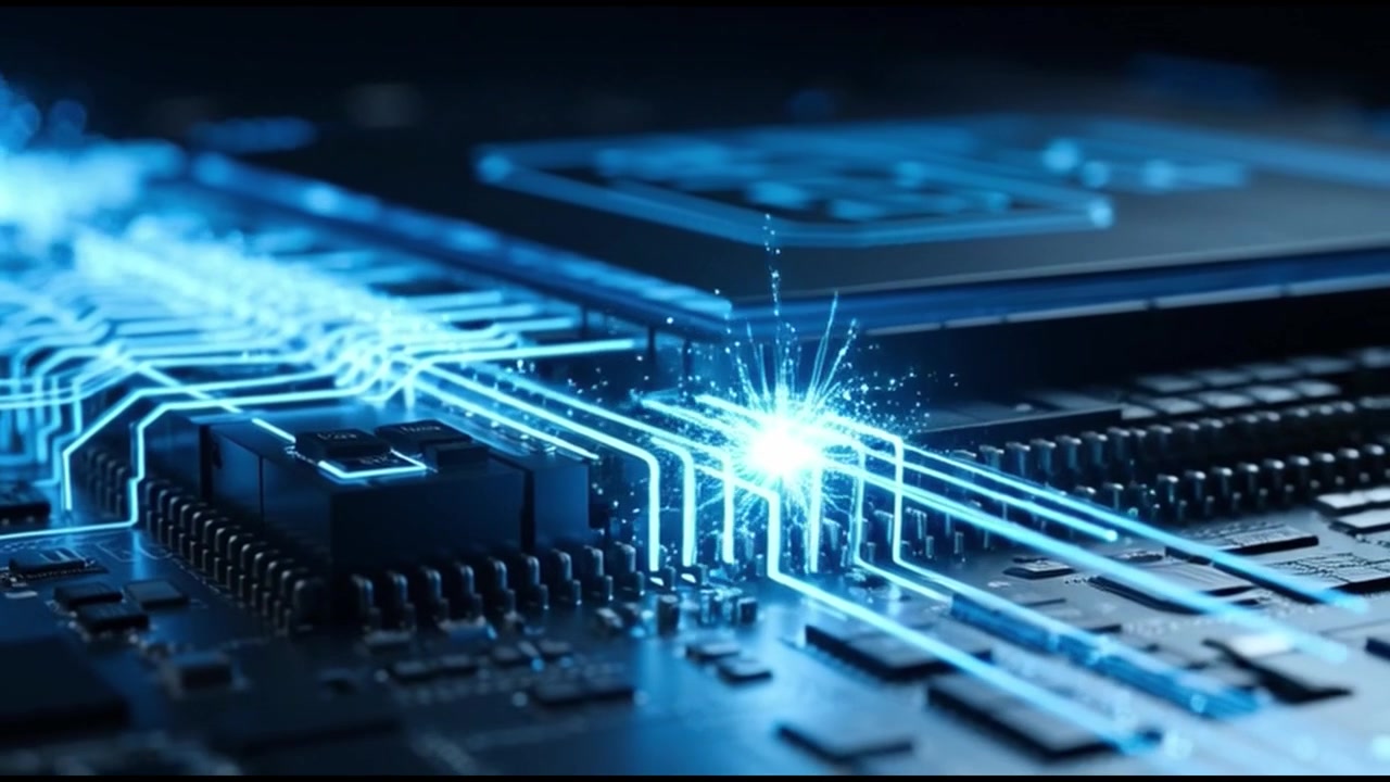 Flusso di dati digitali attraverso un chip processore