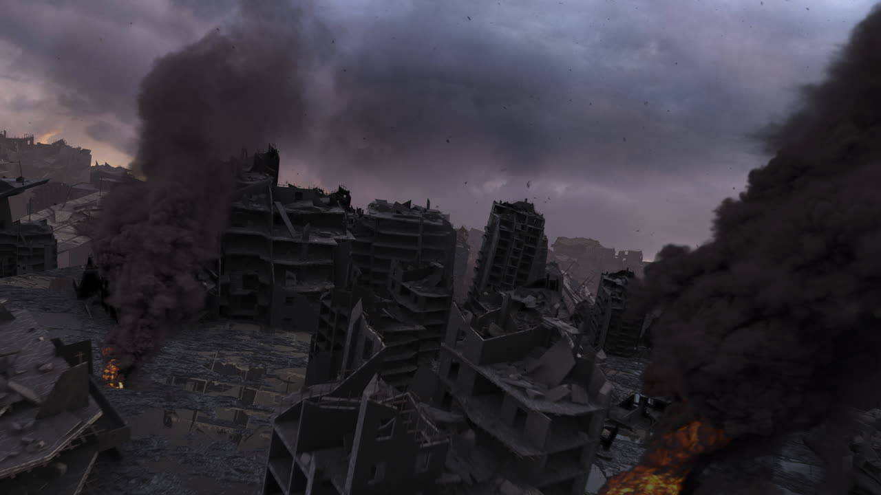 paisaje urbano en ruinas