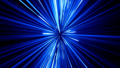 abstract hyperspace jump in universe with spinning. beautiful space travel through stars trails blue color. digital design concept. looped 3d animation of glowing lines