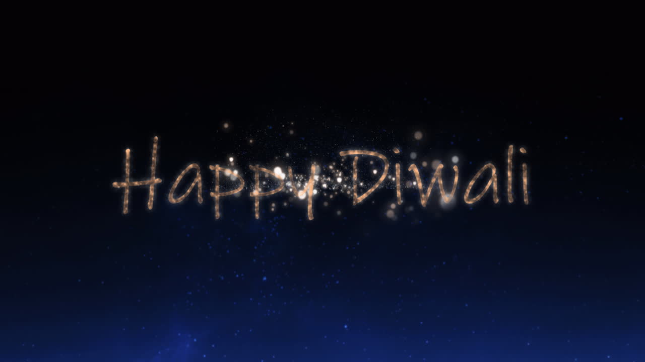 불꽃놀이 축하 행사를 통해 행복한 디발리 텍스트의 애니메이션