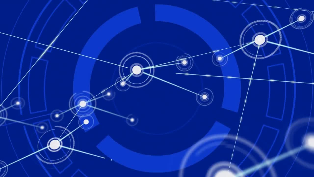 animación de la red de conexiones con puntos en fondo azul