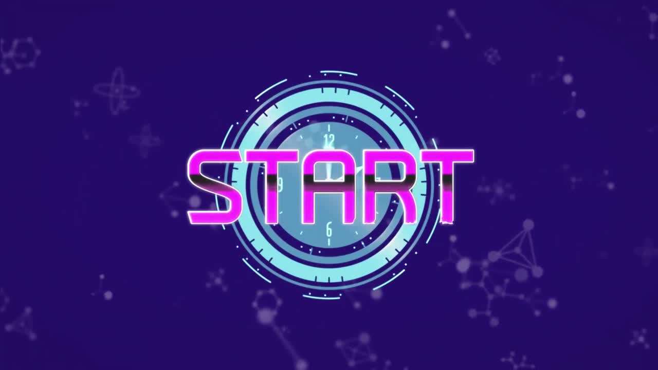 animación del texto de inicio sobre el escaneo de alcance en fondo púrpura