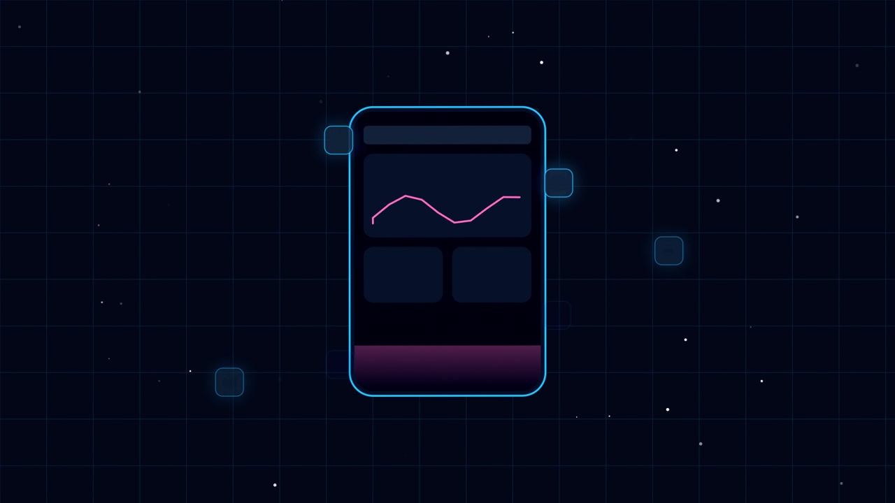 Interfaccia digitale per smartphone con grafico dati animato
