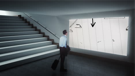Businessman looking at idea graphics 