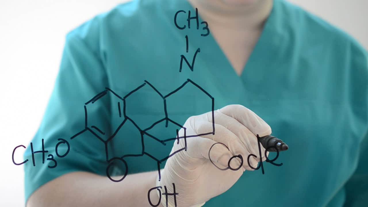 Formula chimica della codeina. Disegniamo un pennarello