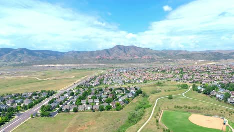 un vuelo de drones sobre un suburbio de denver