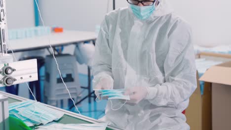 face mask production line in modern factory