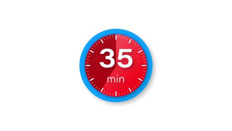 the 35 minutes timer. stopwatch icon in flat style. motion graphics.
