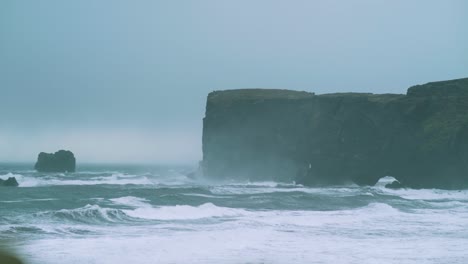 Dyrholaey-in-hard-weather,-Iceland.-4K