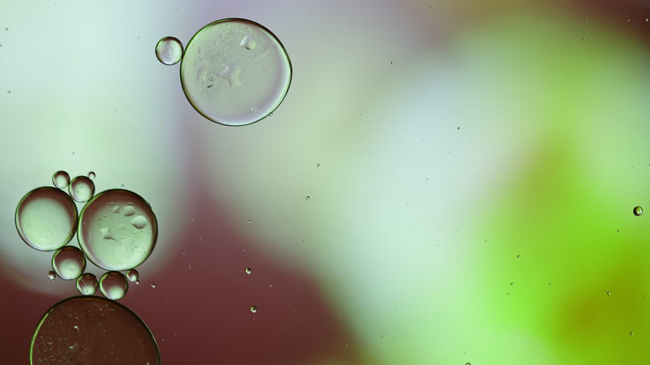 abstract colorido alimentos gotas de aceite burbujas y esferas que fluyen