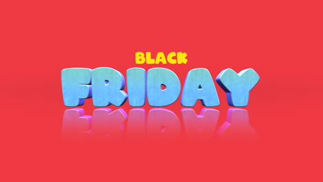 cartoon black friday text on clean red gradient