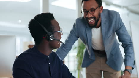 business men, office and fist bump for friends