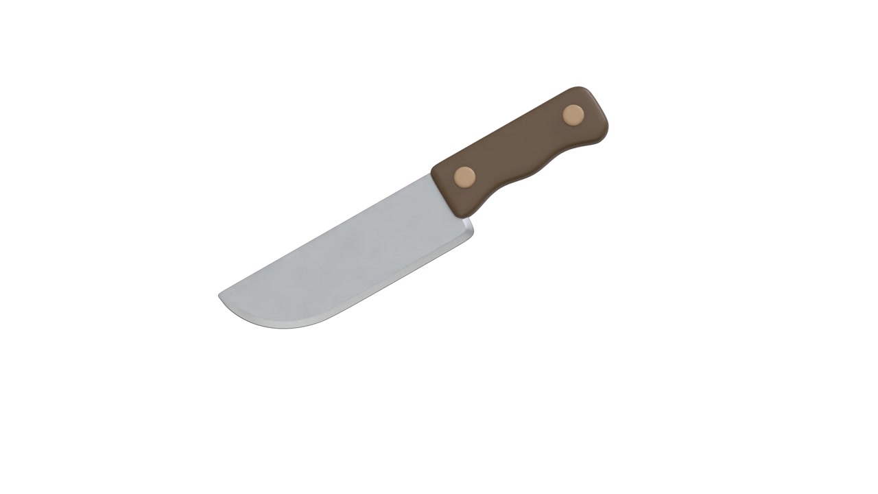 Rendering 3D di un coltello da cucina isolato su sfondo bianco