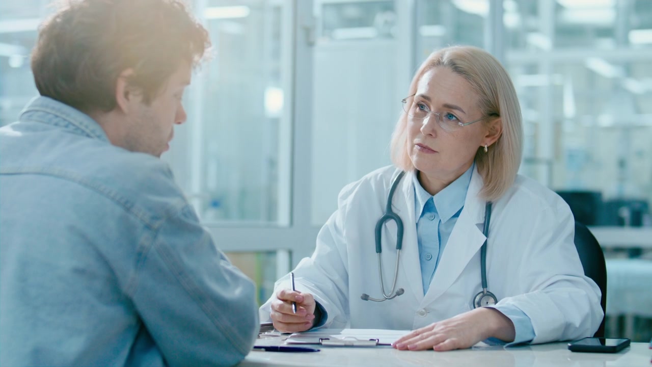 Female Physician Speaking with Patient during Checkup Appointment in Clinic