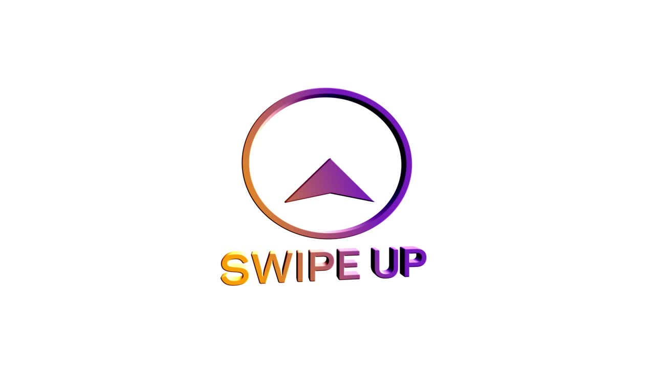 3d deslizar hacia arriba, flecha hacia arriba botones gradiente colorido. aplicación y iconos de redes sociales, deslizar para la publicidad. medias sociales flechas de desplazamiento. animación de video 4k con canal alfa