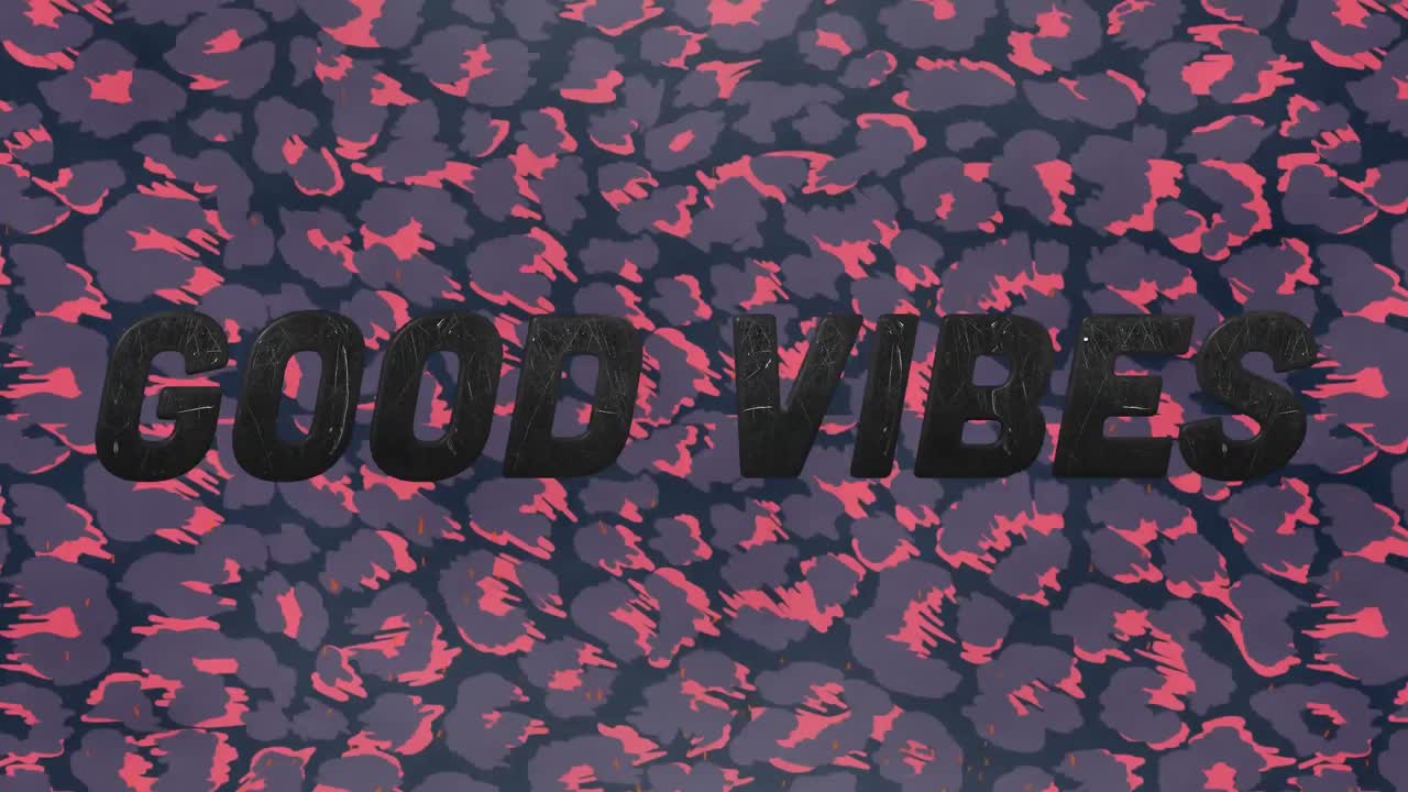 Animation of good vibes text over red and purple pattern moving in background