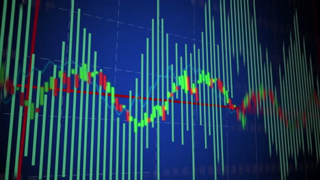 animation of financial data processing on blue background