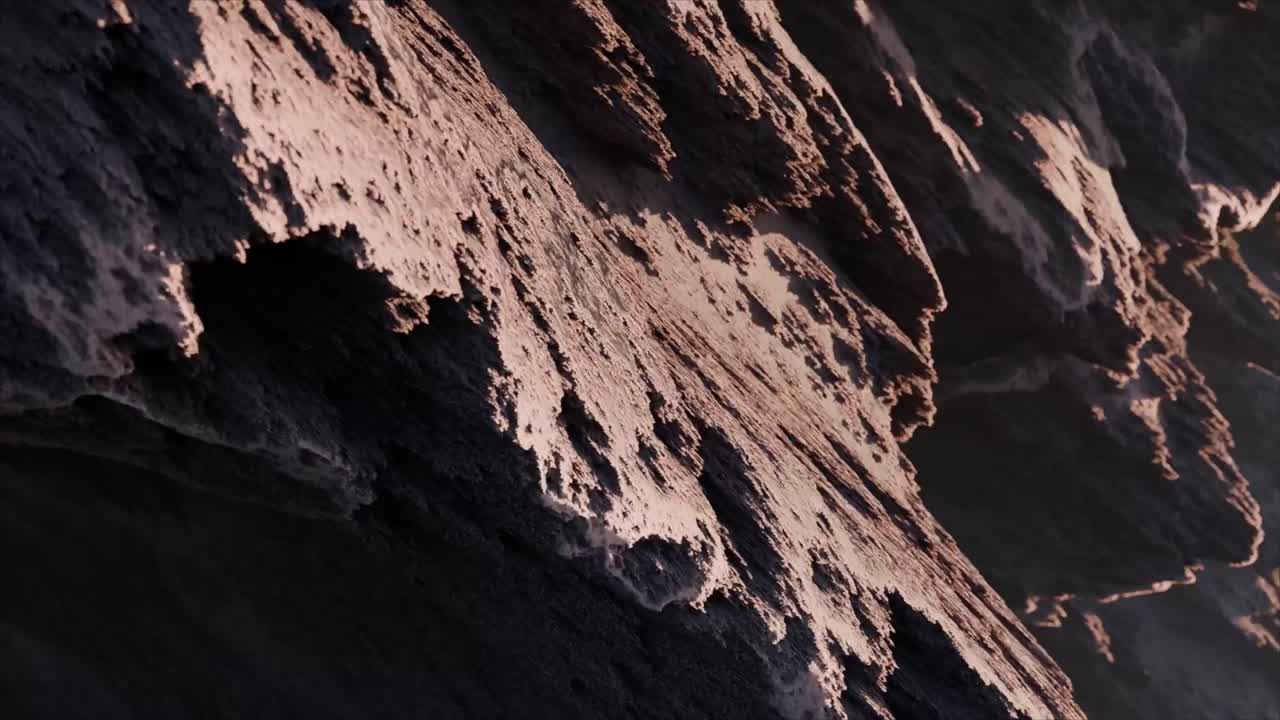 Close-Up of Textured Rock Surface with Changing Light
