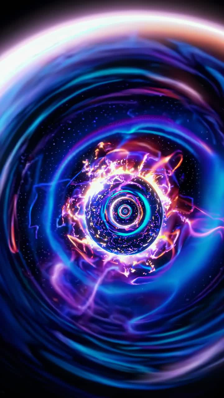A mesmerizing video concept of a swirling vortex with vibrant neon colors